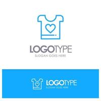 Clothes Love Heart Wedding Blue Outline Logo Place for Tagline vector