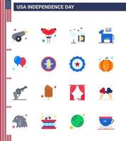 Modern Set of 16 Flats and symbols on USA Independence Day such as celebrate symbol wine political donkey Editable USA Day Vector Design Elements