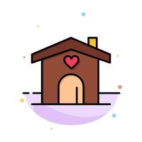 Home Love Heart Wedding Abstract Flat Color Icon Template vector