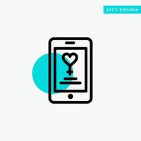 App Mobile Love Lover turquoise highlight circle point Vector icon