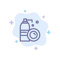 Aerosol Bottle Cleaning Spray Blue Icon on Abstract Cloud Background vector