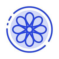 decoración de flores flor de pascua planta azul línea punteada icono de línea vector