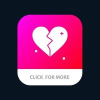 Broken Love Heart Wedding Mobile App Button Android and IOS Glyph Version vector