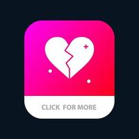 Broken Love Heart Wedding Mobile App Button Android and IOS Glyph Version vector