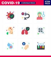 icono de conciencia de coronavirus 9 iconos de color plano icono incluido personas cuidado de la salud cabeza tos enfermedad fiebre coronavirus viral 2019nov enfermedad vector elementos de diseño