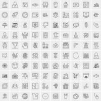 paquete de 100 iconos de líneas universales para móviles y web vector