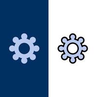Gear Setting Cogs  Icons Flat and Line Filled Icon Set Vector Blue Background