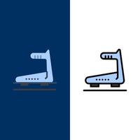 Machine Running Track Treadmill  Icons Flat and Line Filled Icon Set Vector Blue Background