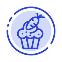 Cake Cup Food Easter Carrot Blue Dotted Line Line Icon vector