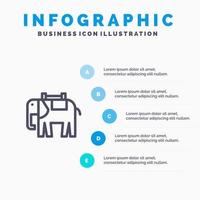 Africa Animal Elephant Indian Line icon with 5 steps presentation infographics Background vector