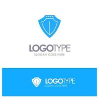 Shield Protection Locked Protect Blue Solid Logo with place for tagline vector