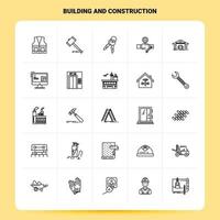 OutLine 25 Building and Construction Icon set Vector Line Style Design Black Icons Set Linear pictogram pack Web and Mobile Business ideas design Vector Illustration