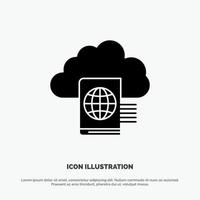 Cloud Reading Folder Upload solid Glyph Icon vector