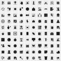 Set of 100 Universal Solid Icons vector