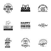 Happy Fathers Day Calligraphy greeting card 9 Black Typography Collection Vector illustration Editable Vector Design Elements