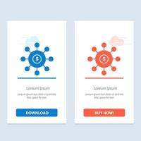 Dollar Money Connection Seeding Financial  Blue and Red Download and Buy Now web Widget Card Template vector