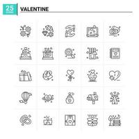 25 conjunto de iconos de san valentín fondo vectorial vector