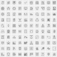 paquete de 100 iconos de líneas universales para móviles y web vector