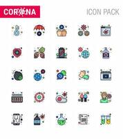 25 paquete de iconos de epidemia de coronavirus de línea llena de color plano apesta como transmisión de higiene de virus de noticias hombre coronavirus viral 2019nov elementos de diseño de vector de enfermedad