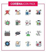 Novel Coronavirus 2019nCoV 16 Flat Color Filled Line icon pack touch coronavirus disease infected bacteria viral coronavirus 2019nov disease Vector Design Elements