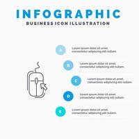 Mouse Click Internet Online Shopping Line icon with 5 steps presentation infographics Background vector