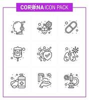 conjunto de iconos de prevención de coronavirus 25 paquete de enfermedad azul píldoras de botella de virus coronavirus viral 2019nov elementos de diseño de vector de enfermedad