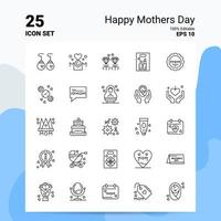 25 Happy Mothers Day Icon Set 100 Editable EPS 10 Files Business Logo Concept Ideas Line icon design vector