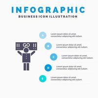 ventilador deporte apoyo partidario sólido icono infografía 5 pasos presentación antecedentes vector