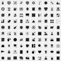 Set of 100 Universal Solid Icons vector