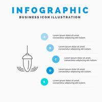 Sinker Instrument Measurement Plumb Plummet Line icon with 5 steps presentation infographics Background vector