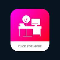 Comfort Desk Office Place Table Mobile App Button Android and IOS Glyph Version vector