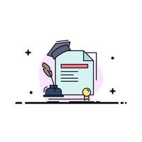 certificate degree education award agreement Flat Color Icon Vector