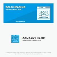 Browser Network Web Education SOlid Icon Website Banner and Business Logo Template vector