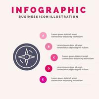 Navigation Compass Location Solid Icon Infographics 5 Steps Presentation Background vector
