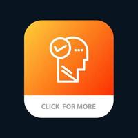 Mind Head Solution Thinking Mobile App Button Android and IOS Line Version vector