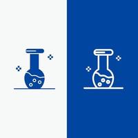análisis bioquímica biología química línea y glifo icono sólido bandera azul línea y glifo icono sólido bandera azul vector