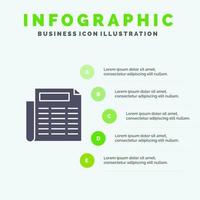 News Paper Document Solid Icon Infographics 5 Steps Presentation Background vector