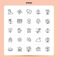 OutLine 25 Spring Icon set Vector Line Style Design Black Icons Set Linear pictogram pack Web and Mobile Business ideas design Vector Illustration