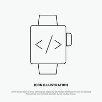 Watch Hand Watch Time Clock Line Icon Vector
