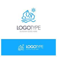 Ecology Environment Ice Iceberg Melting Blue outLine Logo with place for tagline vector