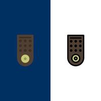 Control Remote TV  Icons Flat and Line Filled Icon Set Vector Blue Background