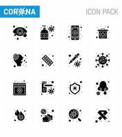 Covid19 Protection CoronaVirus Pendamic 16 Solid Glyph Black icon set such as virus nose medical allergy kit viral coronavirus 2019nov disease Vector Design Elements