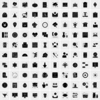 Set of 100 Universal Solid Icons vector