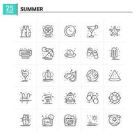 25 conjunto de iconos de verano fondo vectorial vector