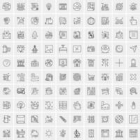 Pack of 100 Universal Line Icons for Mobile and Web vector