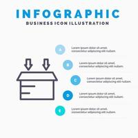 Box Logistic Open Line icon with 5 steps presentation infographics Background vector