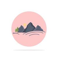 hill landscape nature mountain sun Flat Color Icon Vector