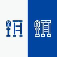 Bench Bus Station Stop Line and Glyph Solid icon Blue banner Line and Glyph Solid icon Blue banner vector