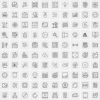 Pack of 100 Universal Line Icons for Mobile and Web vector