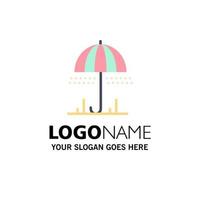 Rain Umbrella Weather Spring Business Logo Template Flat Color vector